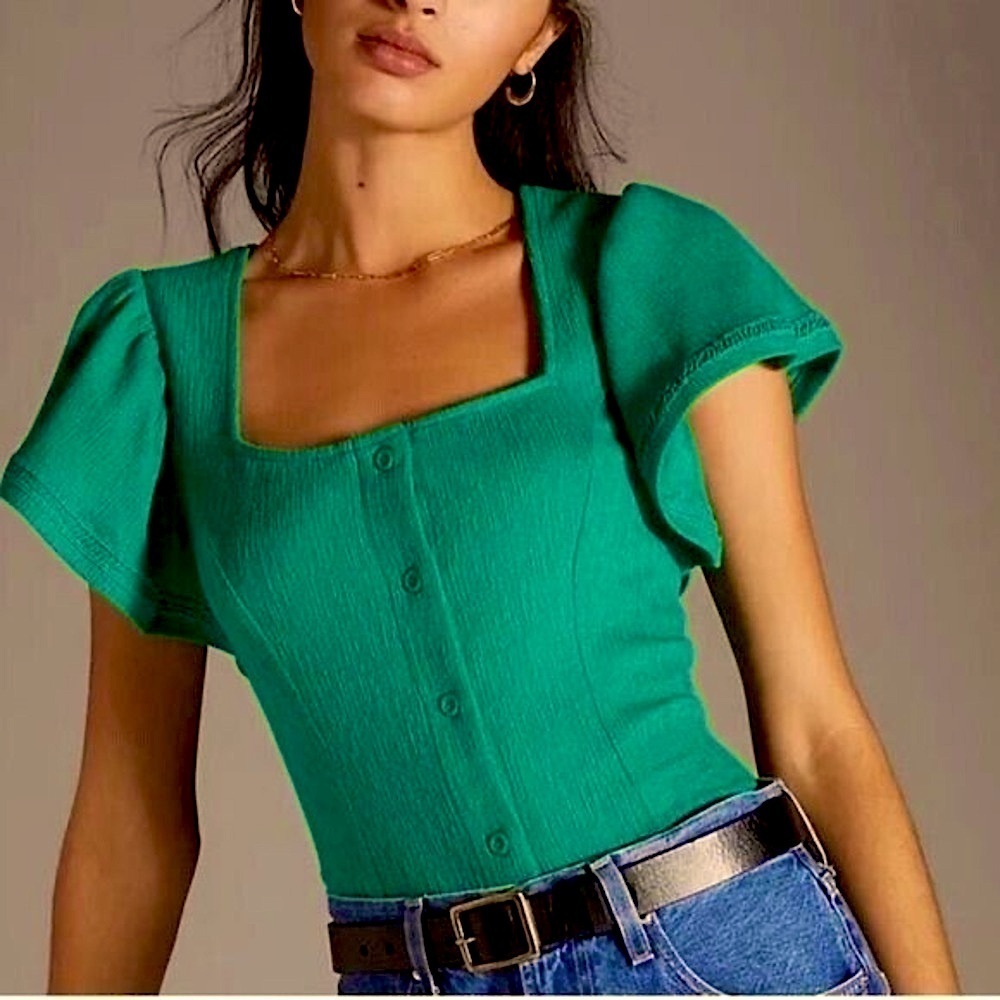 Anthropologie Dolan Emerald Green Top